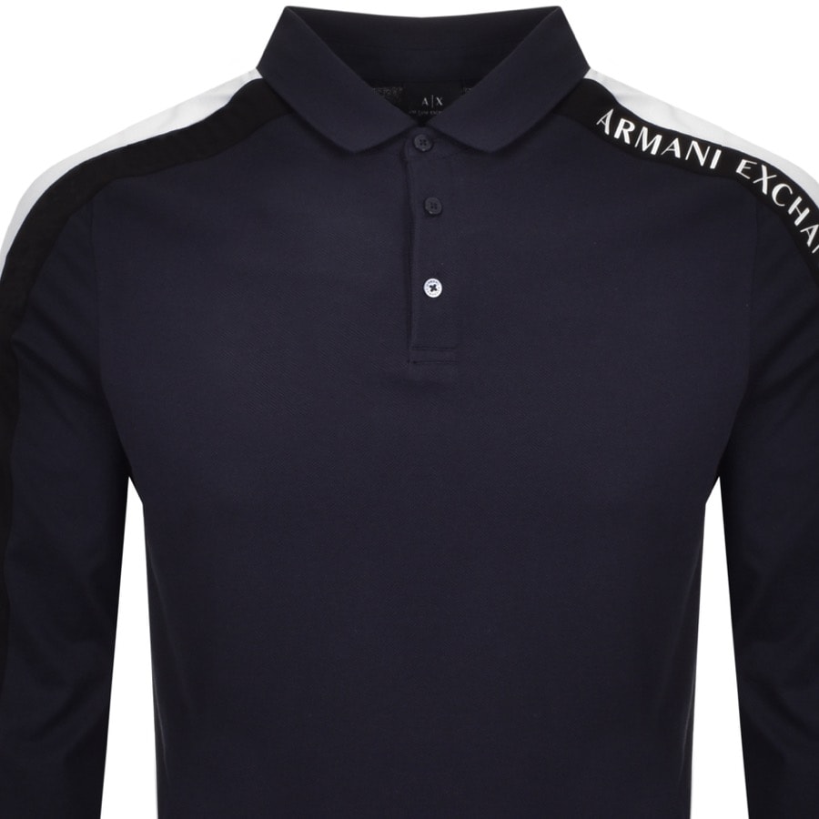 Armani Exchange Long Sleeved Polo T Shirt Navy Mainline Menswear